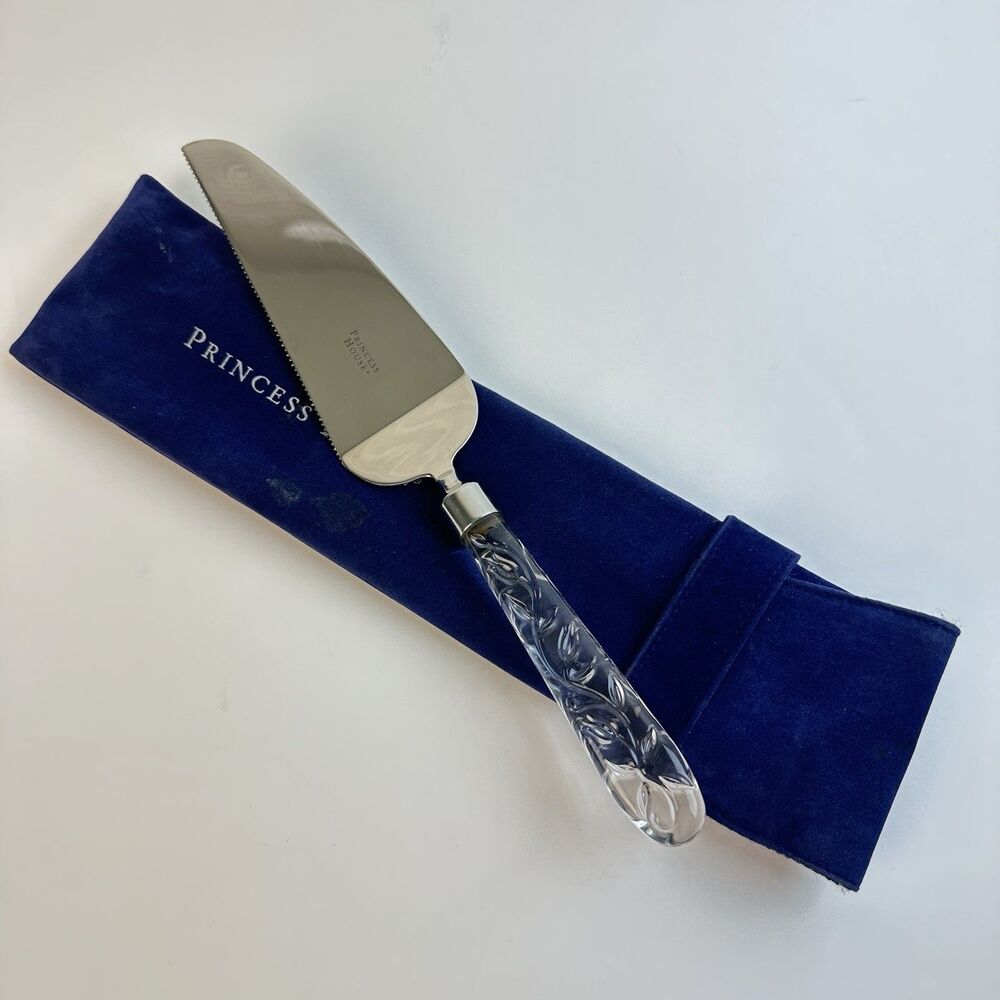 Princess House Lead Crystal Handle & Stainless Steel Wedding Party Cake Server